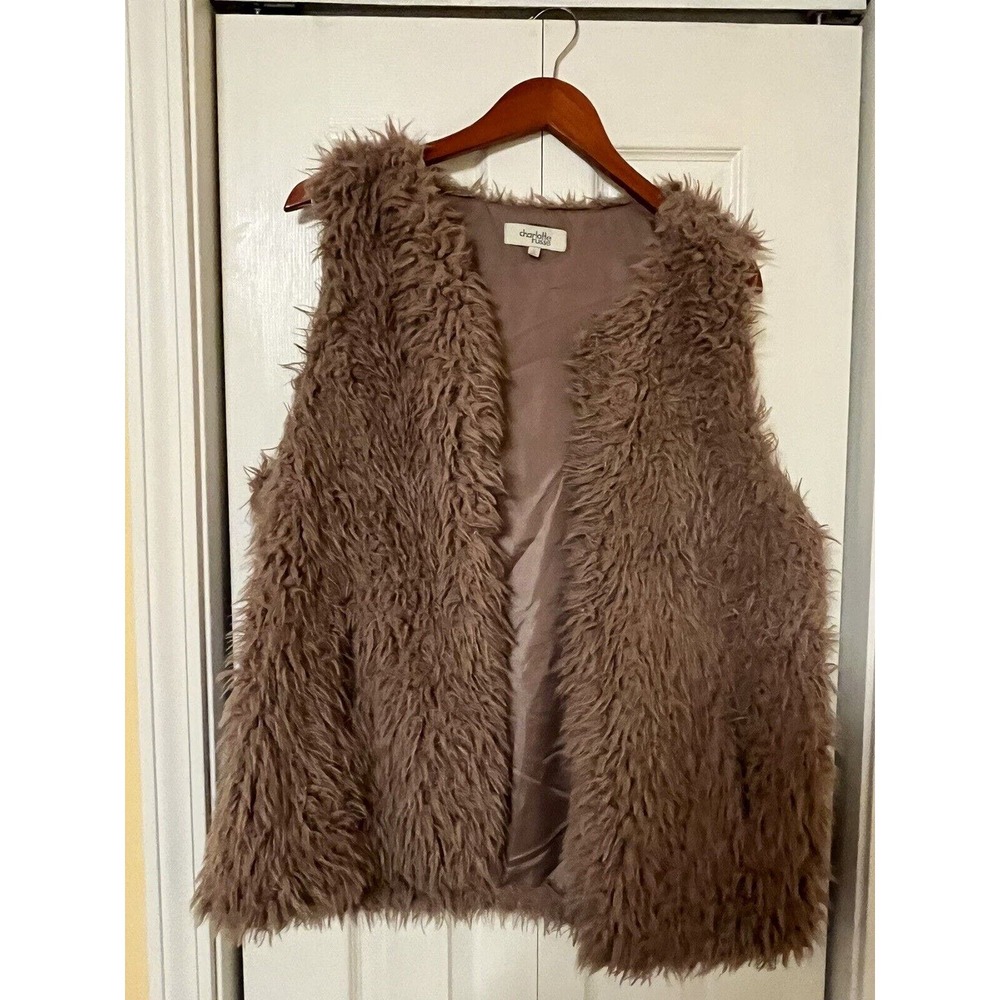 Charlotte Russe Women’s Vest Faux Sherpa Womens Large Mauve Color